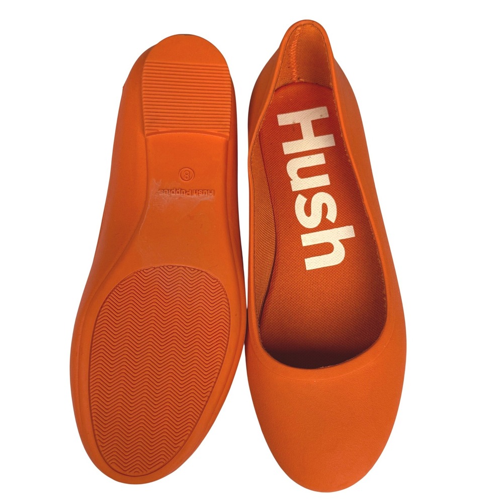 Hush Puppies Womens Orange Rubber Ballet Flats Waterproof Slip On Shoes Size 8